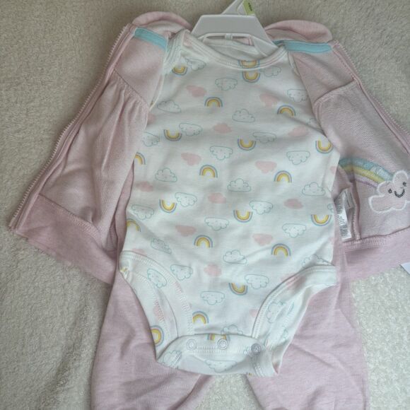 Carter's Baby Girls 3-Piece Outfit Set Size 3 Months Rainbow Pink NWT W/hoodie - Picture 4 of 7